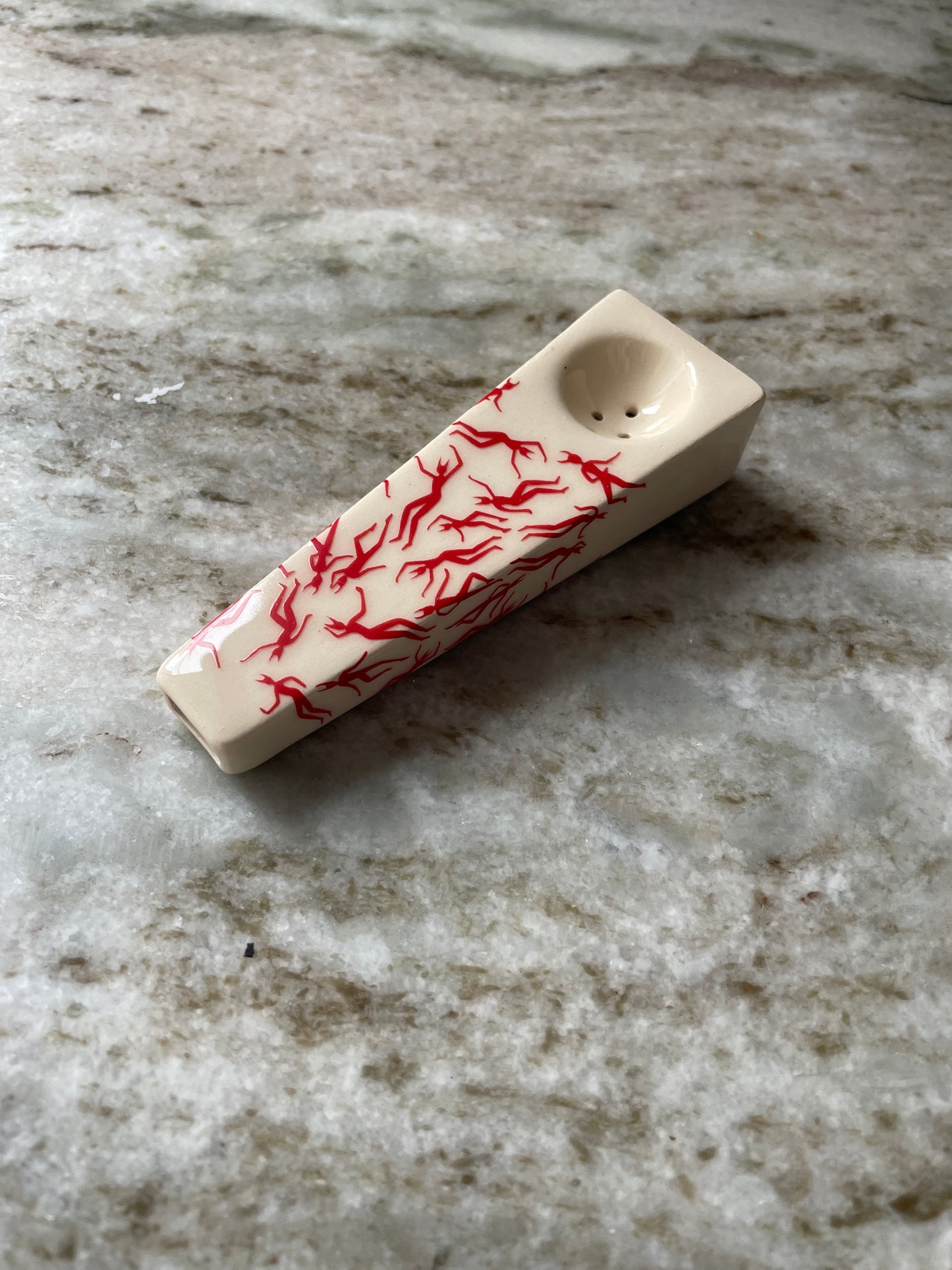 Devil Dance Party Cream Ceramic Pipe