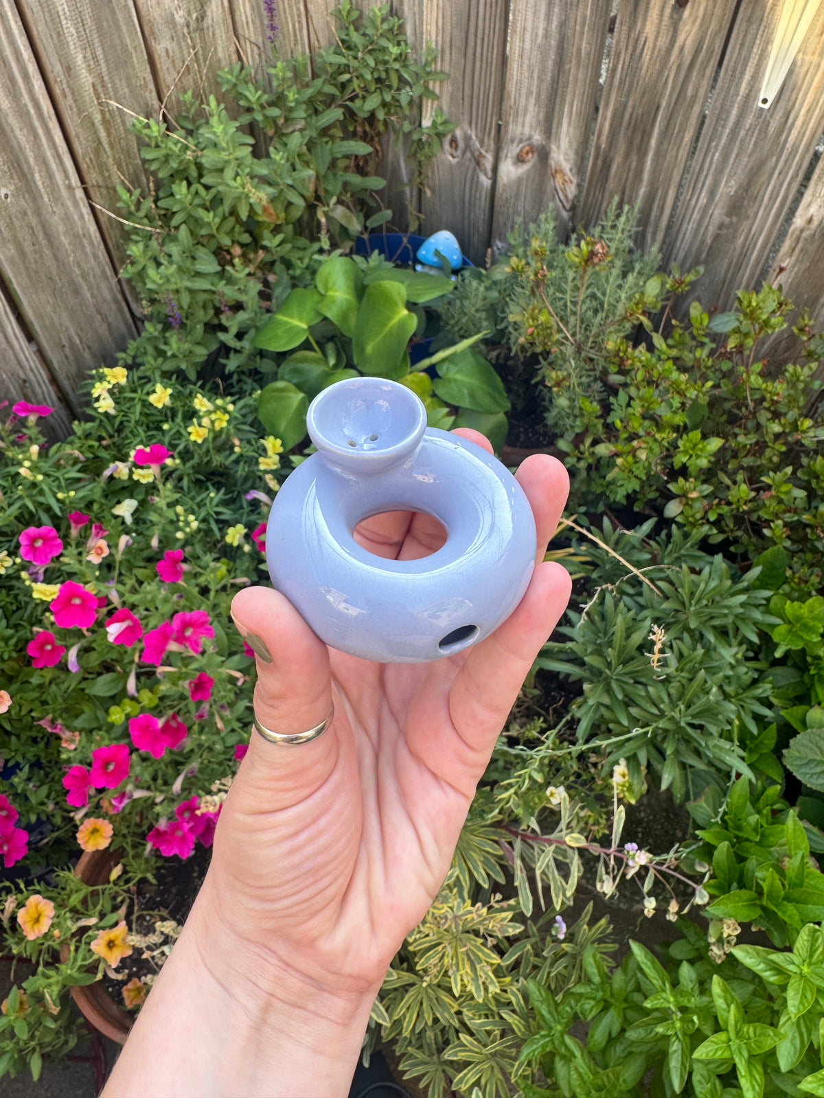 Baby Blue Ceramic Circle Pipe