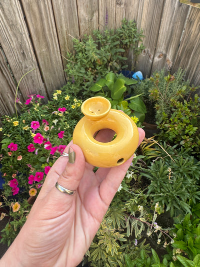 Golden Yellow Ceramic Circle Pipe