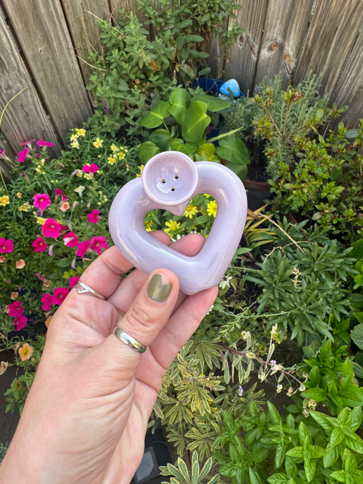 Ceramic Heart Pipe - Lavendar