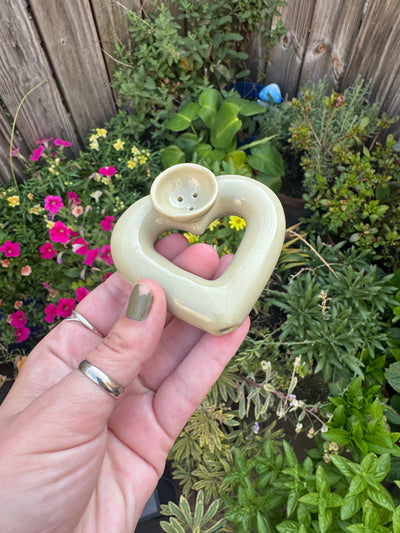 Ceramic Heart Pipe - Sage Green