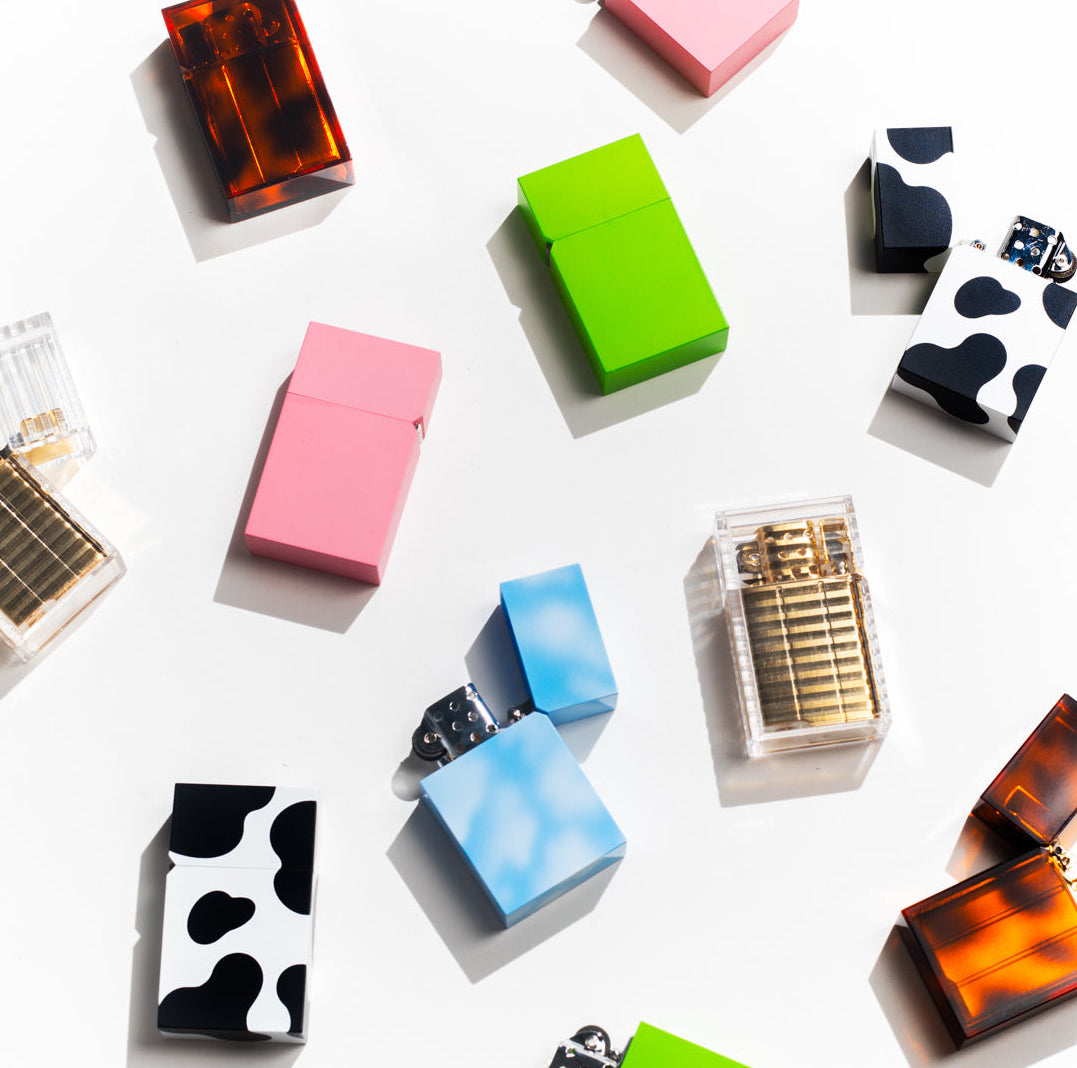 Hard Edge Petrol Lighter by Tsubota Pearl in various colors and prints