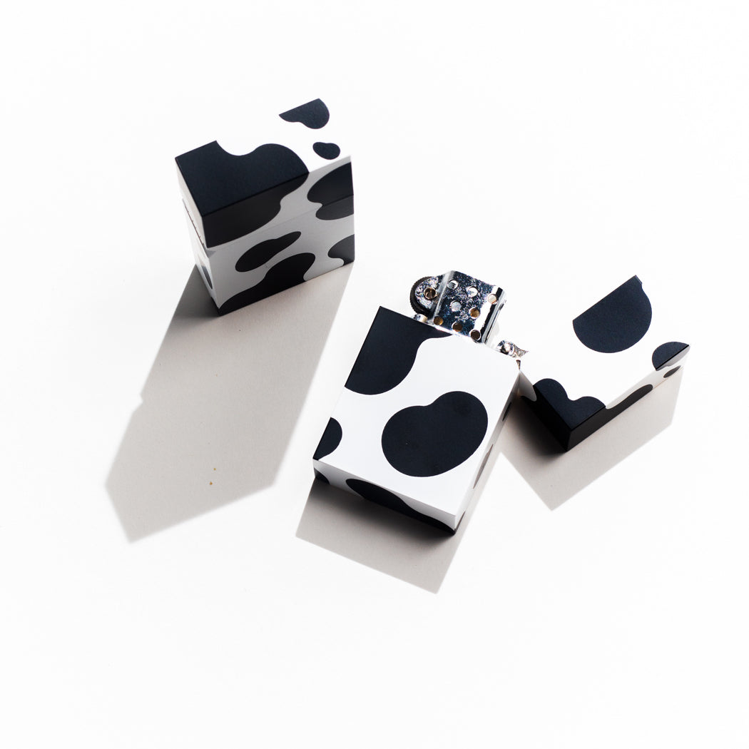 Cow Print Hard Edge Petrol Lighter by Tsubota Pearl