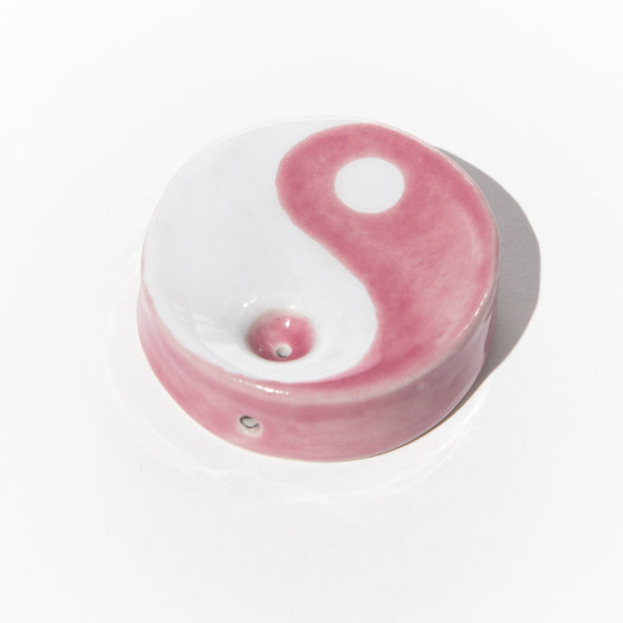 Pink Ying Yang Ceramic Pipe Bowl from Moon Rock Ceramics