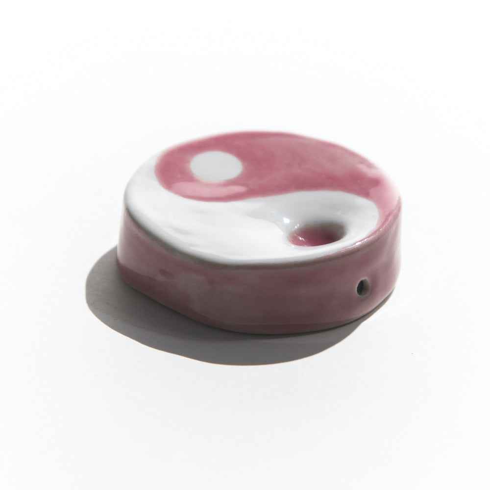 Pink Ying Yang Ceramic Pipe Bowl from Moon Rock Ceramics