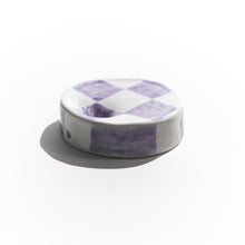 Load image into Gallery viewer, Purple Checkerboard Print Ceramic Pipe Bowl from Moon Rock Ceramics
