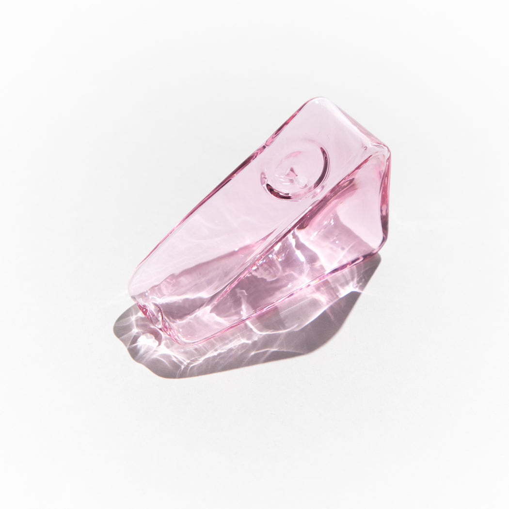 Pink Glass Triangle Pipe Bowl from Yew Yew