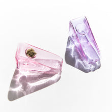 Load image into Gallery viewer, Pink, Purple Glass Triangle Pipe Bowl from Yew Yew
