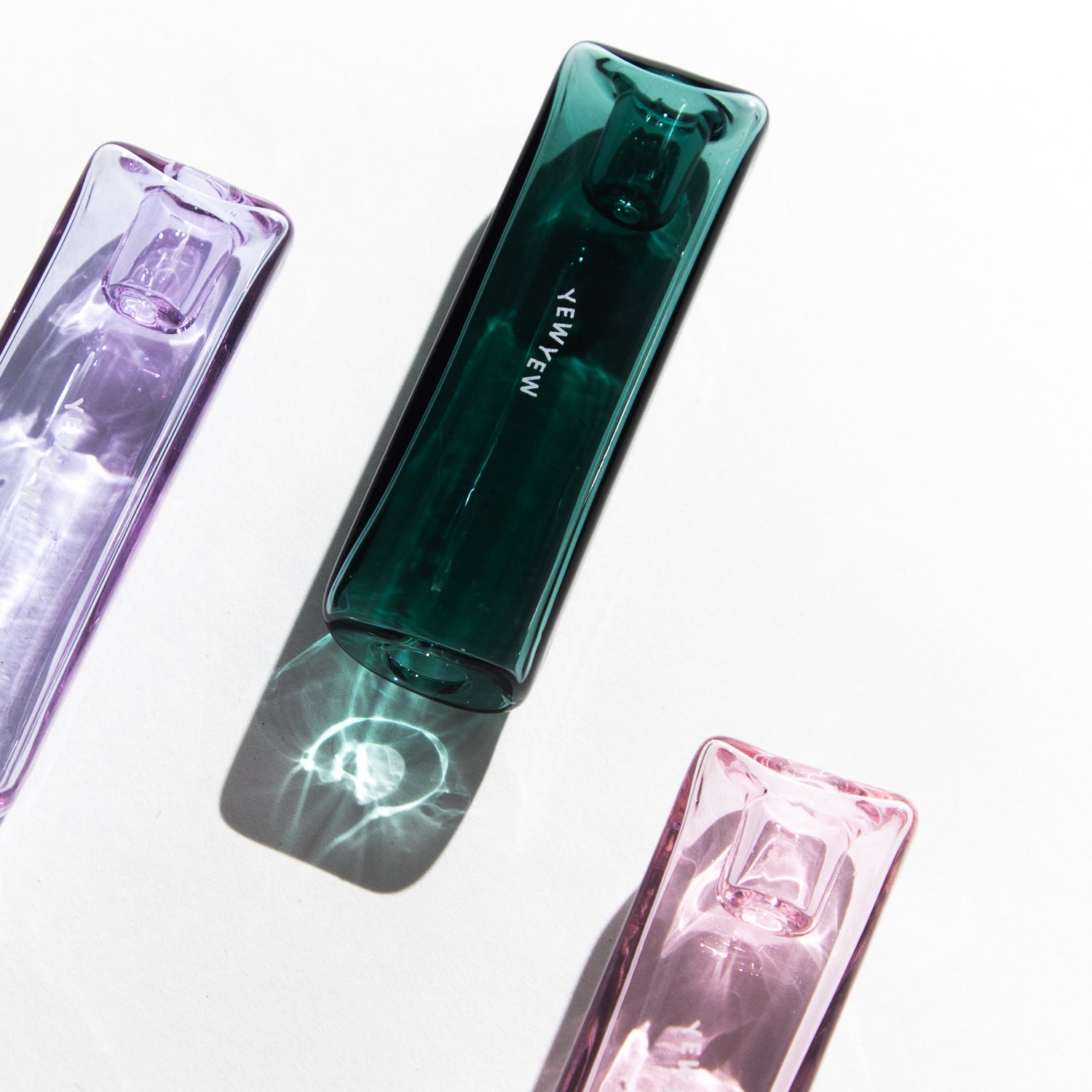 Pink, Purple, Teal Green Glass Solo Pipe One Hitter by Yew Yew