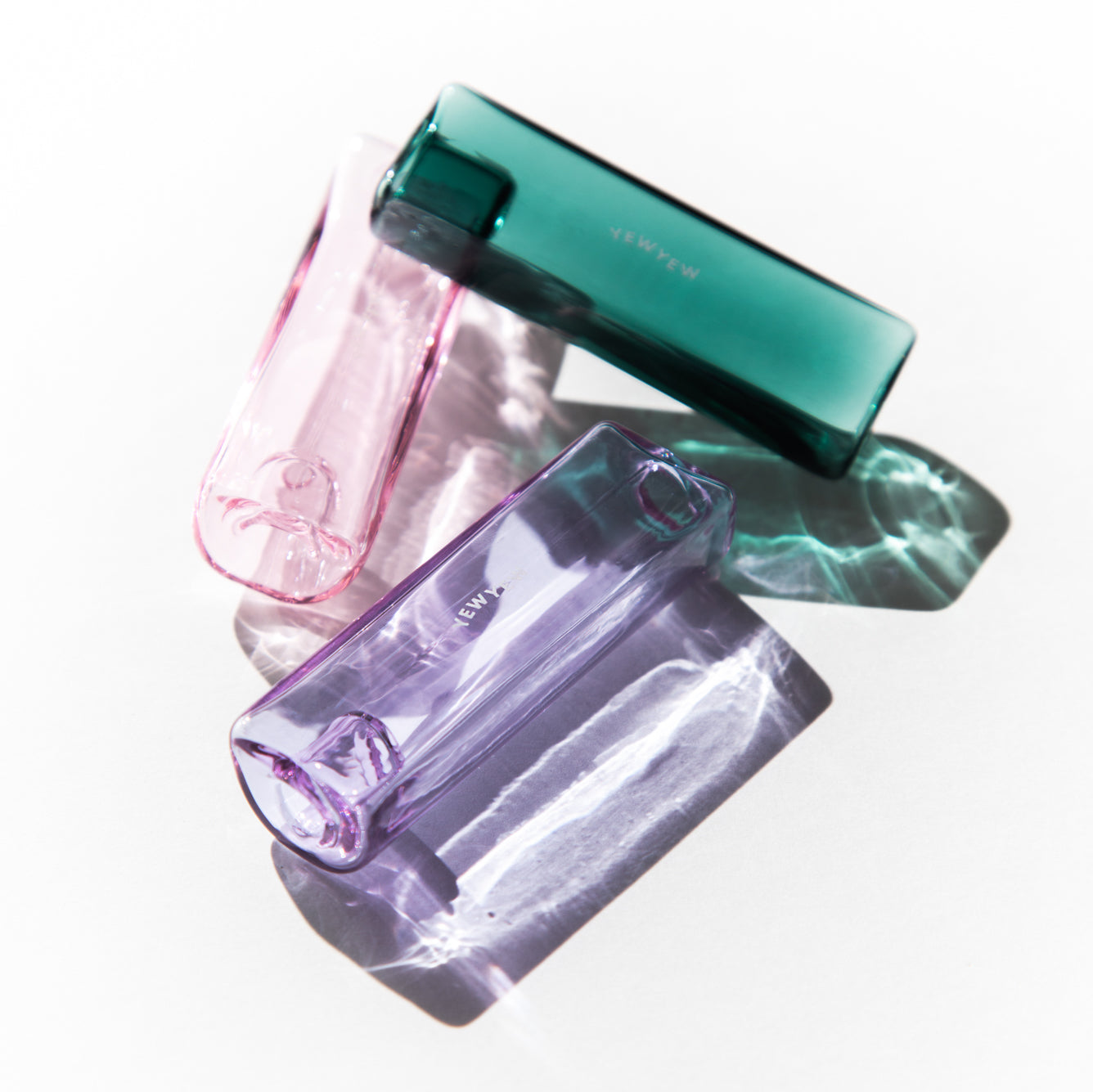 Pink, Purple, Teal Green Glass Solo Pipe One Hitter by Yew Yew